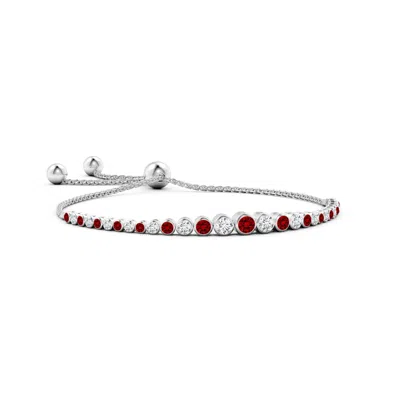 ANGARA LAB-GROWN GRADUATED BEZEL-SET RUBY AND LAB DIAMOND BOLO BRACELET
