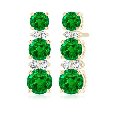 ANGARA LAB-GROWN GRADUATED EMERALD AND DIAMOND JOURNEY EARRINGS