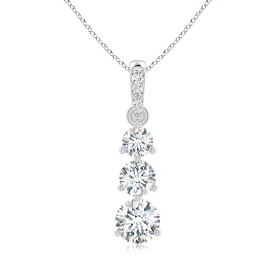 ANGARA LAB-GROWN GRADUATED PRONG-SET ROUND DIAMOND PENDANT