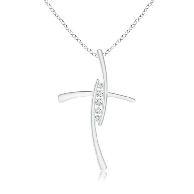 ANGARA LAB-GROWN GROOVED FIVE STONE DIAMOND BYPASS CROSS PENDANT