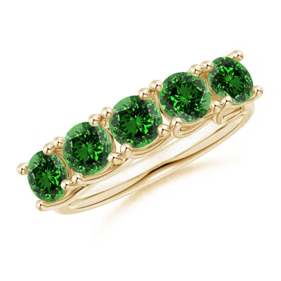 ANGARA LAB-GROWN HALF ETERNITY FIVE STONE EMERALD WEDDING BAND