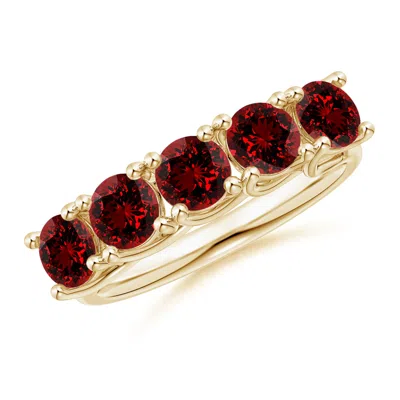 ANGARA LAB-GROWN HALF ETERNITY FIVE STONE RUBY WEDDING BAND