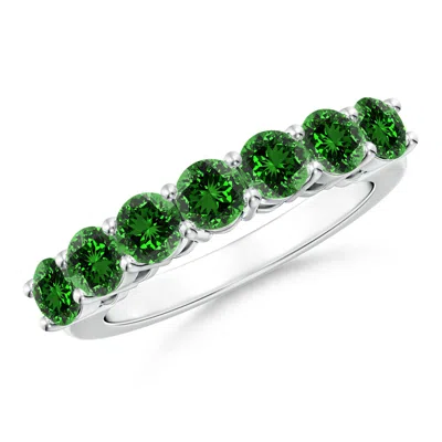 ANGARA LAB-GROWN HALF ETERNITY SEVEN STONE EMERALD WEDDING BAND