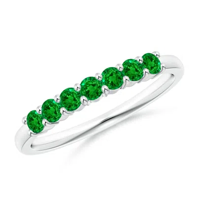 ANGARA LAB-GROWN HALF ETERNITY SEVEN STONE EMERALD WEDDING RING