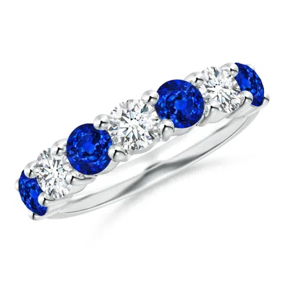 ANGARA LAB-GROWN HALF ETERNITY SEVEN STONE SAPPHIRE AND LAB DIAMOND WEDDING RING