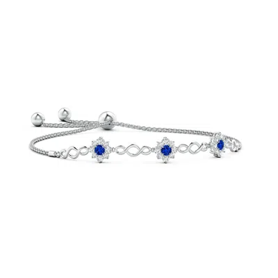 ANGARA LAB-GROWN INFINITY SAPPHIRE STATION BOLO BRACELET WITH FLORAL HALO