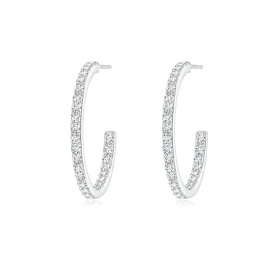 ANGARA LAB-GROWN INSIDE-OUT SINGLE LINE DIAMOND HOOP EARRINGS