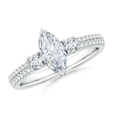 ANGARA LAB-GROWN MARQUISE DIAMOND SIDE STONE KNIFE-EDGE SHANK ENGAGEMENT RING