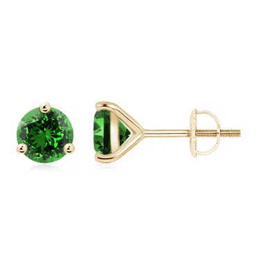 ANGARA LAB-GROWN MARTINI-SET ROUND EMERALD STUD EARRINGS