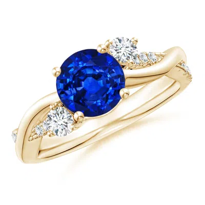 ANGARA LAB-GROWN NATURE INSPIRED BLUE SAPPHIRE & LAB DIAMOND TWISTED VINE RING