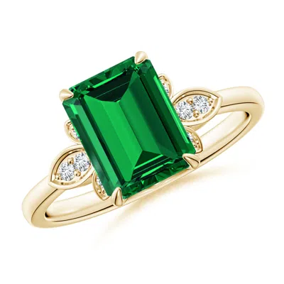 ANGARA LAB-GROWN NATURE-INSPIRED EMERALD-CUT EMERALD ENGAGEMENT RING