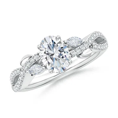 ANGARA LAB-GROWN NATURE-INSPIRED OVAL AND MARQUISE DIAMOND SIDE STONE ENGAGEMENT RING
