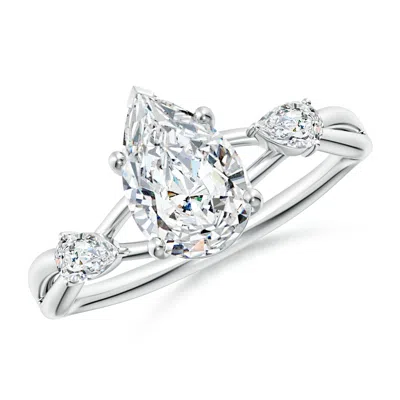 ANGARA LAB-GROWN NATURE INSPIRED PEAR DIAMOND SIDE STONE ENGAGEMENT RING