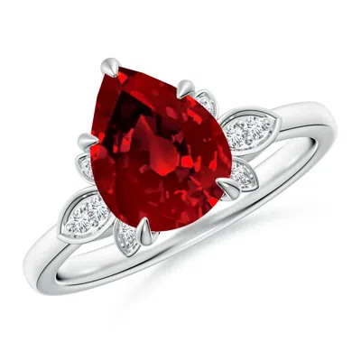 ANGARA LAB-GROWN NATURE-INSPIRED PEAR-SHAPED RUBY ENGAGEMENT RING