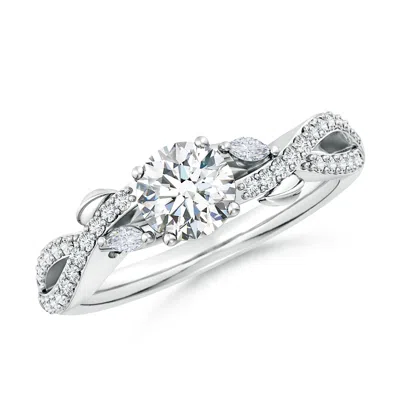 ANGARA LAB-GROWN NATURE-INSPIRED ROUND AND MARQUISE DIAMOND SIDE STONE ENGAGEMENT RING