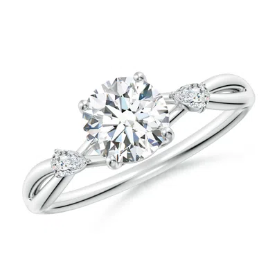 ANGARA LAB-GROWN NATURE INSPIRED ROUND DIAMOND SIDE STONE ENGAGEMENT RING