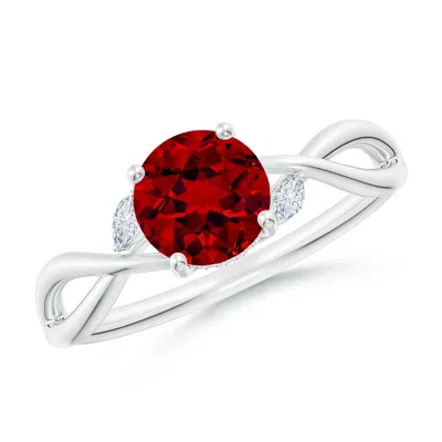ANGARA LAB-GROWN NATURE-INSPIRED ROUND RUBY HIDDEN HALO ENGAGEMENT RING