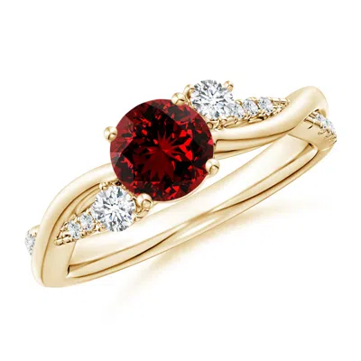 ANGARA LAB-GROWN NATURE INSPIRED RUBY & LAB DIAMOND TWISTED VINE RING