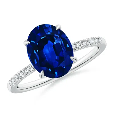 ANGARA LAB-GROWN OVAL BLUE SAPPHIRE HIDDEN HALO ENGAGEMENT RING