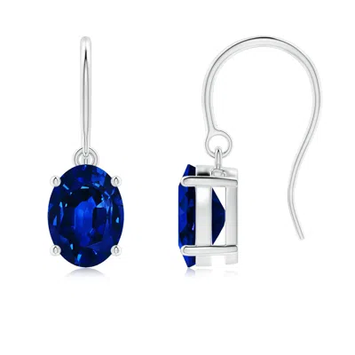 ANGARA LAB-GROWN OVAL BLUE SAPPHIRE SOLITAIRE DROP EARRINGS
