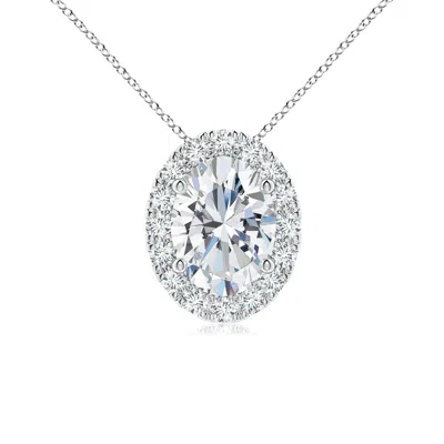 ANGARA LAB-GROWN OVAL DIAMOND HALO PENDANT