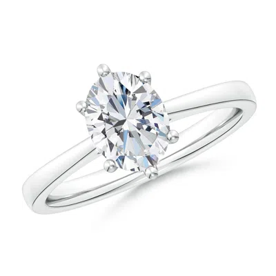 ANGARA LAB-GROWN OVAL DIAMOND REVERSE TAPERED SHANK CATHEDRAL ENGAGEMENT RING