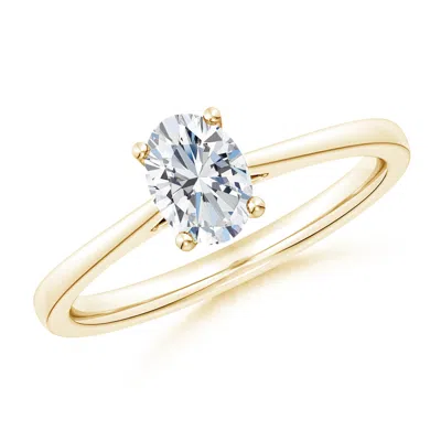ANGARA LAB-GROWN OVAL DIAMOND REVERSE TAPERED SHANK CATHEDRAL ENGAGEMENT RING