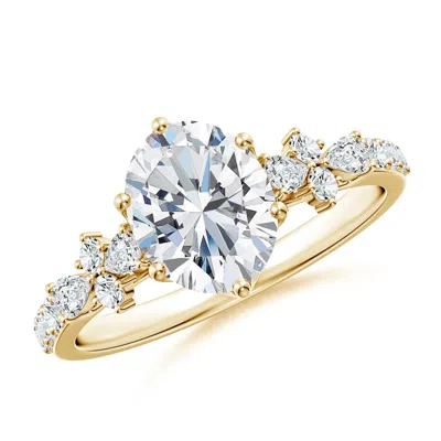 ANGARA LAB-GROWN OVAL DIAMOND SIDE STONE ENGAGEMENT RING WITH ACCENTS