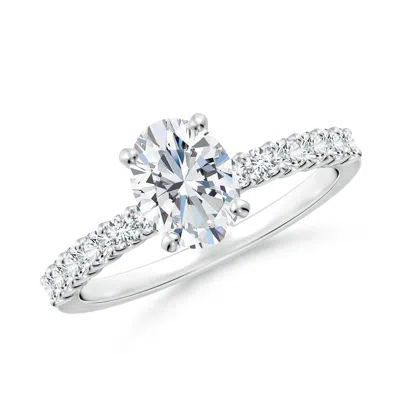 ANGARA LAB-GROWN OVAL DIAMOND SOLITAIRE ENGAGEMENT RING WITH DIAMOND ACCENTS