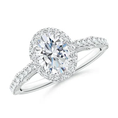 ANGARA LAB-GROWN OVAL DIAMOND STATION HALO ENGAGEMENT RING