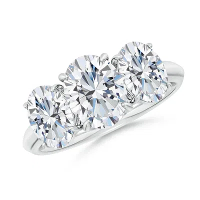 ANGARA LAB-GROWN OVAL DIAMOND THREE STONE KNIFE-EDGE SHANK ENGAGEMENT RING