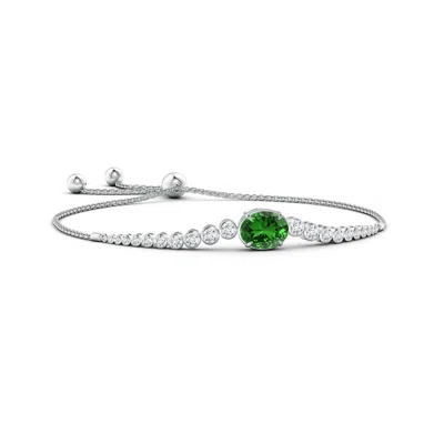 ANGARA LAB-GROWN OVAL EMERALD BOLO BRACELET WITH BEZEL DIAMONDS