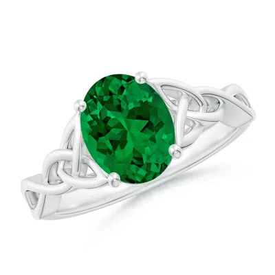 ANGARA LAB-GROWN OVAL EMERALD CELTIC KNOT ENGAGEMENT RING