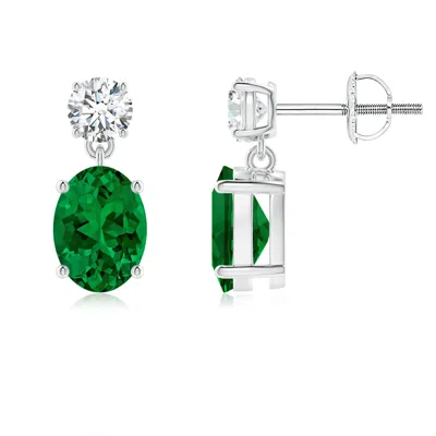 ANGARA LAB-GROWN OVAL EMERALD DROP EARRINGS WITH LAB DIAMOND
