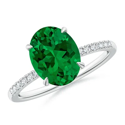 ANGARA LAB-GROWN OVAL EMERALD HIDDEN HALO ENGAGEMENT RING