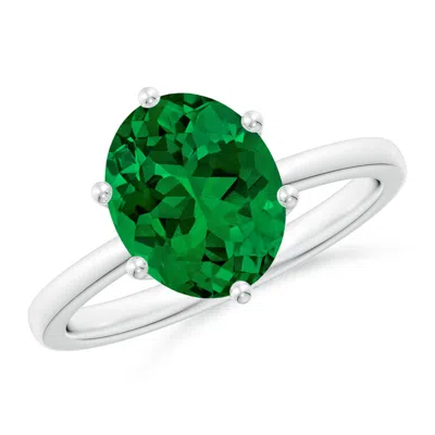 ANGARA LAB-GROWN OVAL EMERALD SOLITAIRE CLASSIC ENGAGEMENT RING