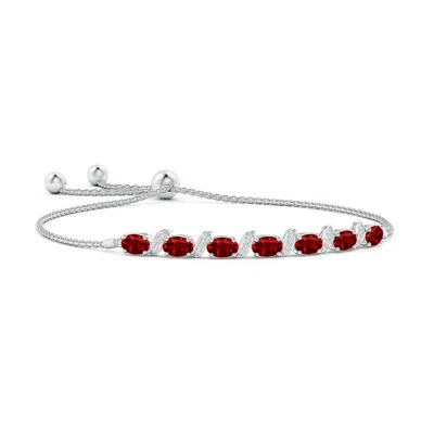 ANGARA LAB-GROWN OVAL RUBY BOLO BRACELET WITH PAVE-SET DIAMONDS