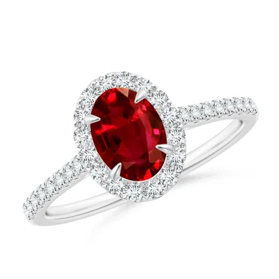 ANGARA LAB-GROWN OVAL RUBY HALO ENGAGEMENT RING