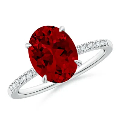 ANGARA LAB-GROWN OVAL RUBY HIDDEN HALO ENGAGEMENT RING