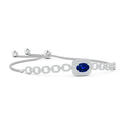 ANGARA LAB-GROWN OVAL SAPPHIRE AND DIAMOND CHAIN LINK BOLO BRACELET
