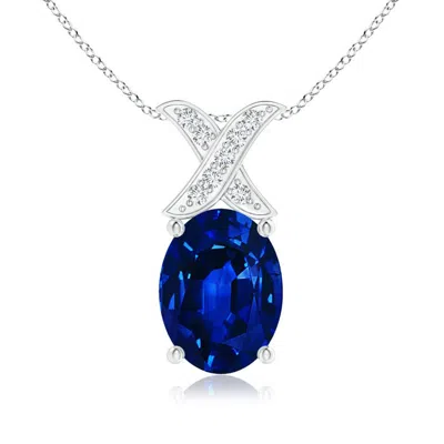 ANGARA LAB-GROWN OVAL SAPPHIRE XO PENDANT WITH DIAMONDS