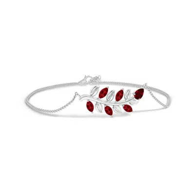 ANGARA LAB-GROWN PEAR AND MARQUISE RUBY OLIVE BRANCH BRACELET