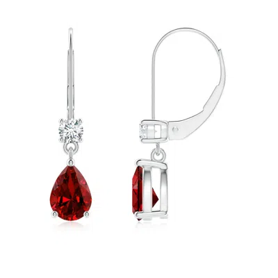ANGARA LAB-GROWN PEAR RUBY LEVERBACK DROP EARRINGS WITH LAB DIAMOND
