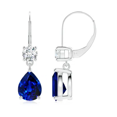 ANGARA LAB-GROWN PEAR SAPPHIRE LEVERBACK DROP EARRINGS WITH LAB DIAMOND
