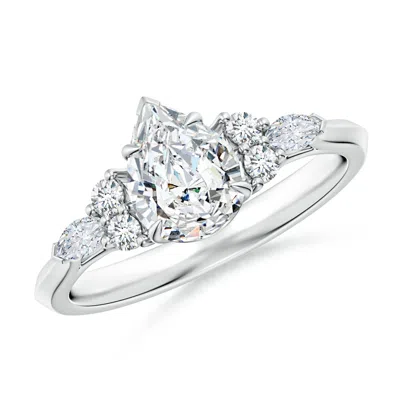 ANGARA LAB-GROWN PEAR SHAPE DIAMOND SIDE STONE ENGAGEMENT RING WITH DIAMONDS
