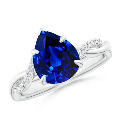 ANGARA LAB-GROWN PEAR-SHAPED BLUE SAPPHIRE TWISTED SHANK ENGAGEMENT RING