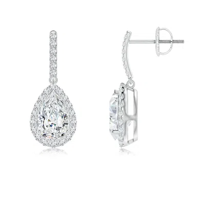 ANGARA LAB-GROWN PEAR-SHAPED DIAMOND HALO DANGLE EARRINGS