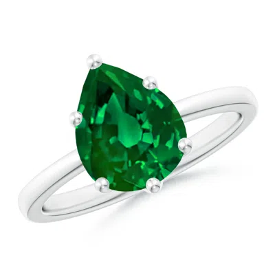 ANGARA LAB-GROWN PEAR-SHAPED EMERALD SOLITAIRE CLASSIC ENGAGEMENT RING