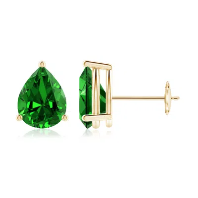 ANGARA LAB-GROWN PEAR-SHAPED EMERALD STUD EARRINGS