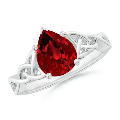 ANGARA LAB-GROWN PEAR-SHAPED RUBY CELTIC KNOT ENGAGEMENT RING